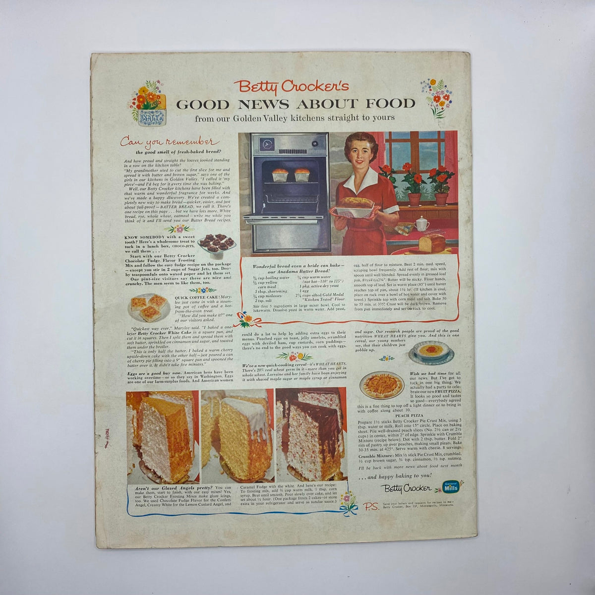 Back cover of the Saturday Evening Post Magazine September 12, 1959, displaying a vintage advertisement for Betty Crocker's Good News About Food with colorful illustrations and retro kitchen imagery.