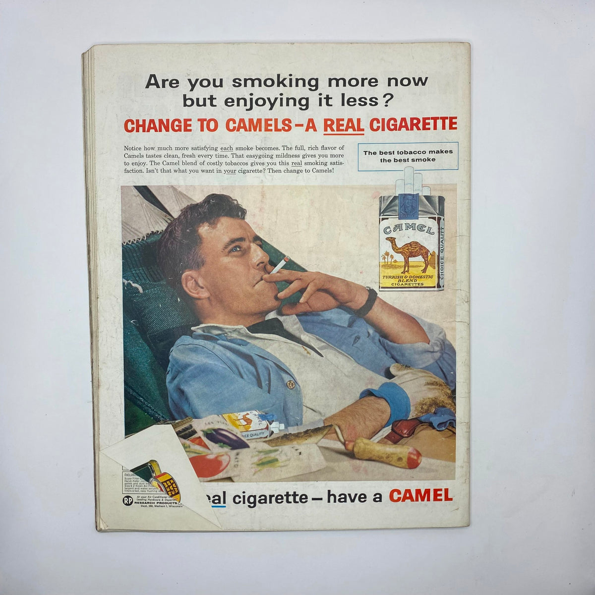 Back cover of the Saturday Evening Post Magazine from June 20, 1959 featuring an advertisement for Camel cigarettes.