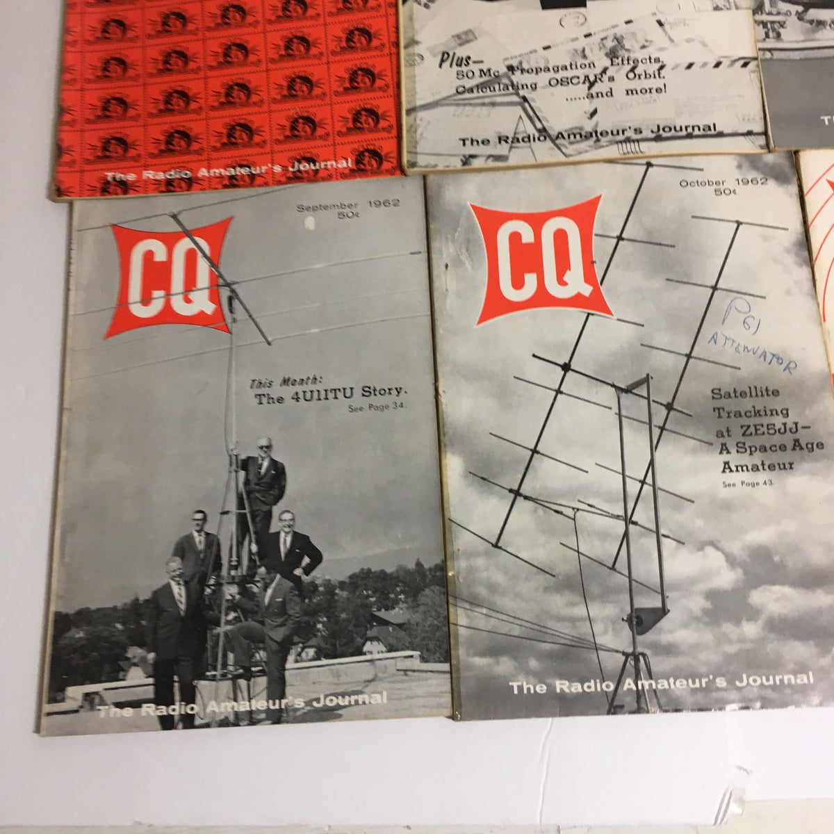 September 1962 and October 1962 issues of CQ The Radio Amateur's Journal, featuring articles on amateur radio and satellite tracking.