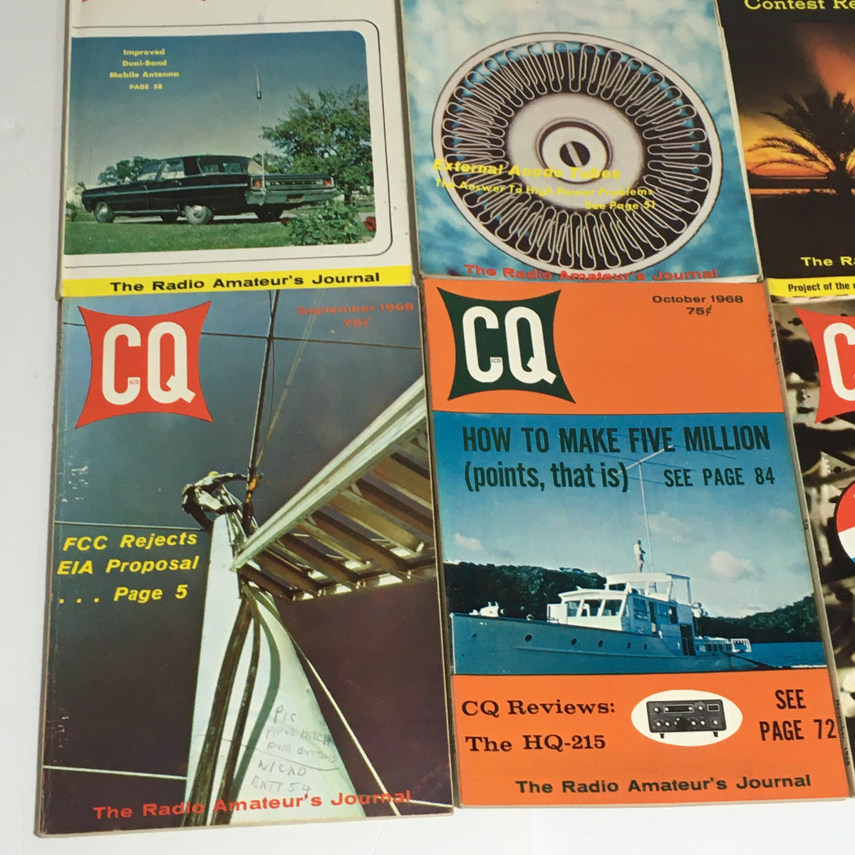 Lot of 12 Complete January to December 1968 CQ The Radio Amateur's Journal - Featuring covers from September and October, showcasing amateur radio technology and community highlights.