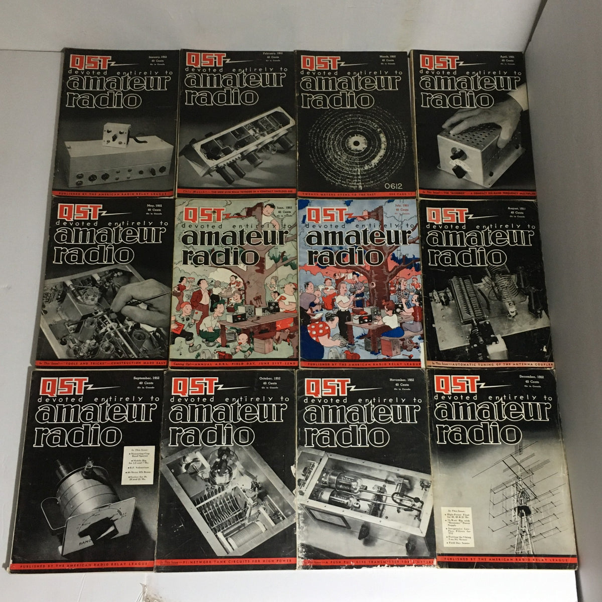 Lot of 12 Complete January to December 1952 QST Amateur Radio Volume 1-12