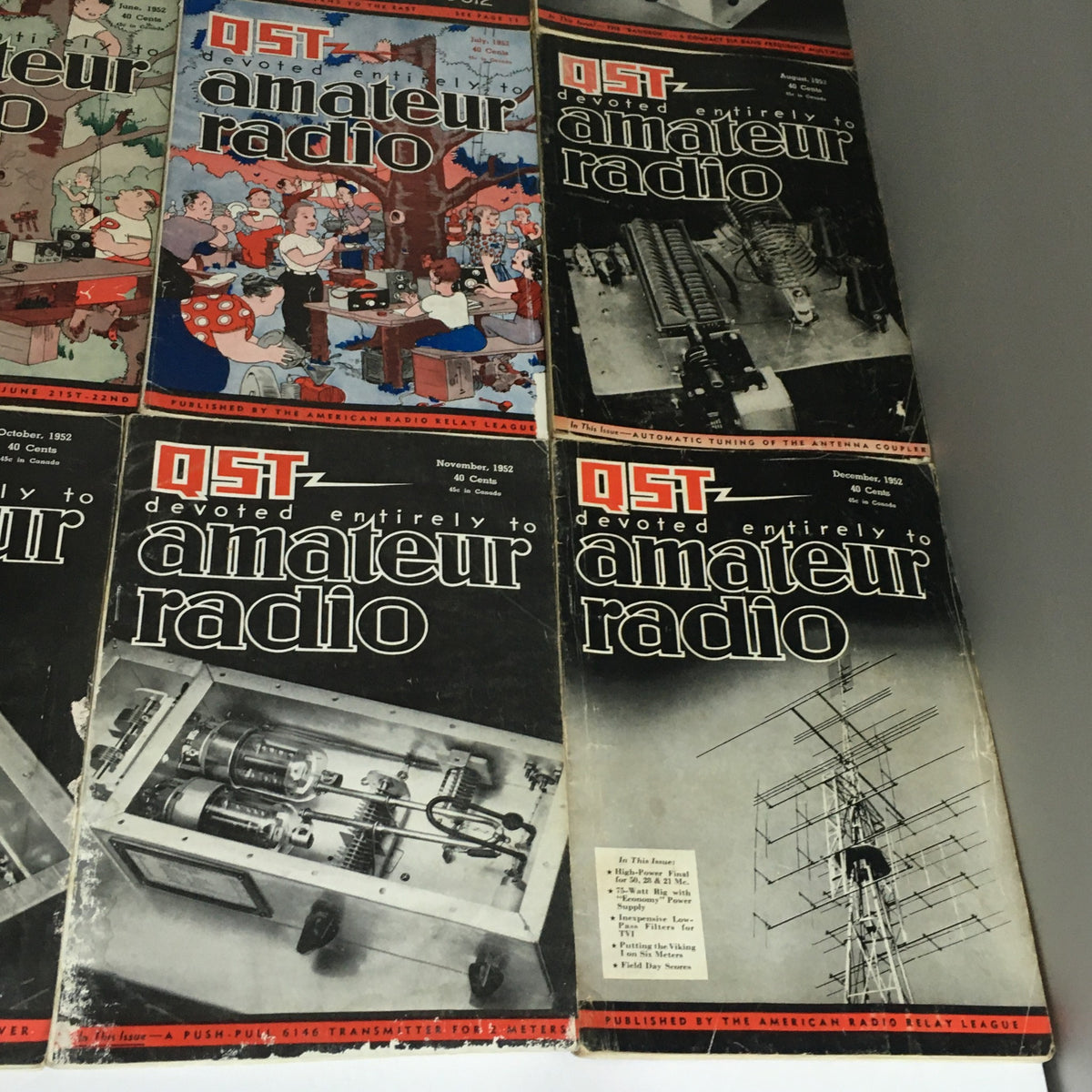 Lot of 12 Complete January to December 1952 QST Amateur Radio Volume 1-12