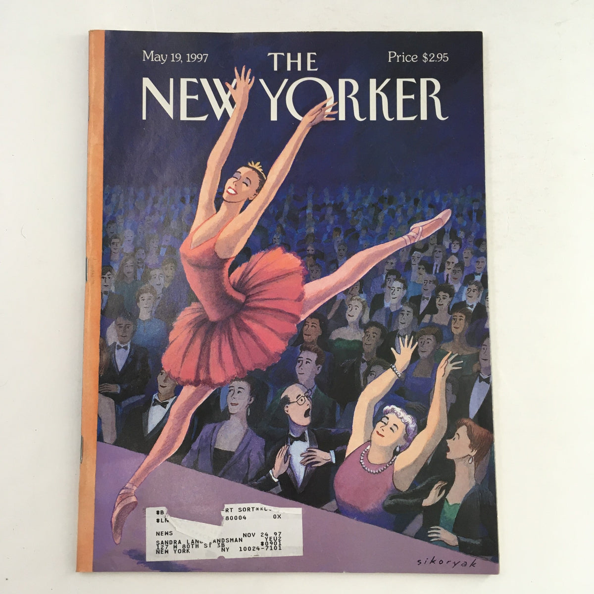 Cover of The New Yorker magazine dated May 19, 1997, featuring an illustration by Robert Sikoryak depicting a graceful ballerina performing in front of an enthusiastic audience, showcasing themes of art and culture.