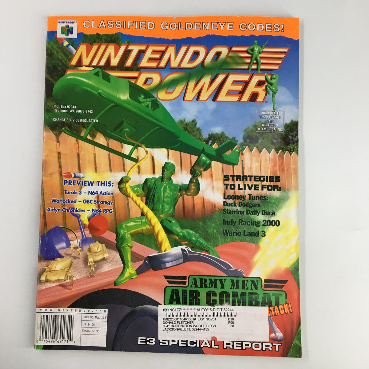 Cover of Nintendo Power Magazine Vol. 133 June 2000 showcasing Army Men Air Combat with vibrant graphics and the iconic Nintendo Power logo.