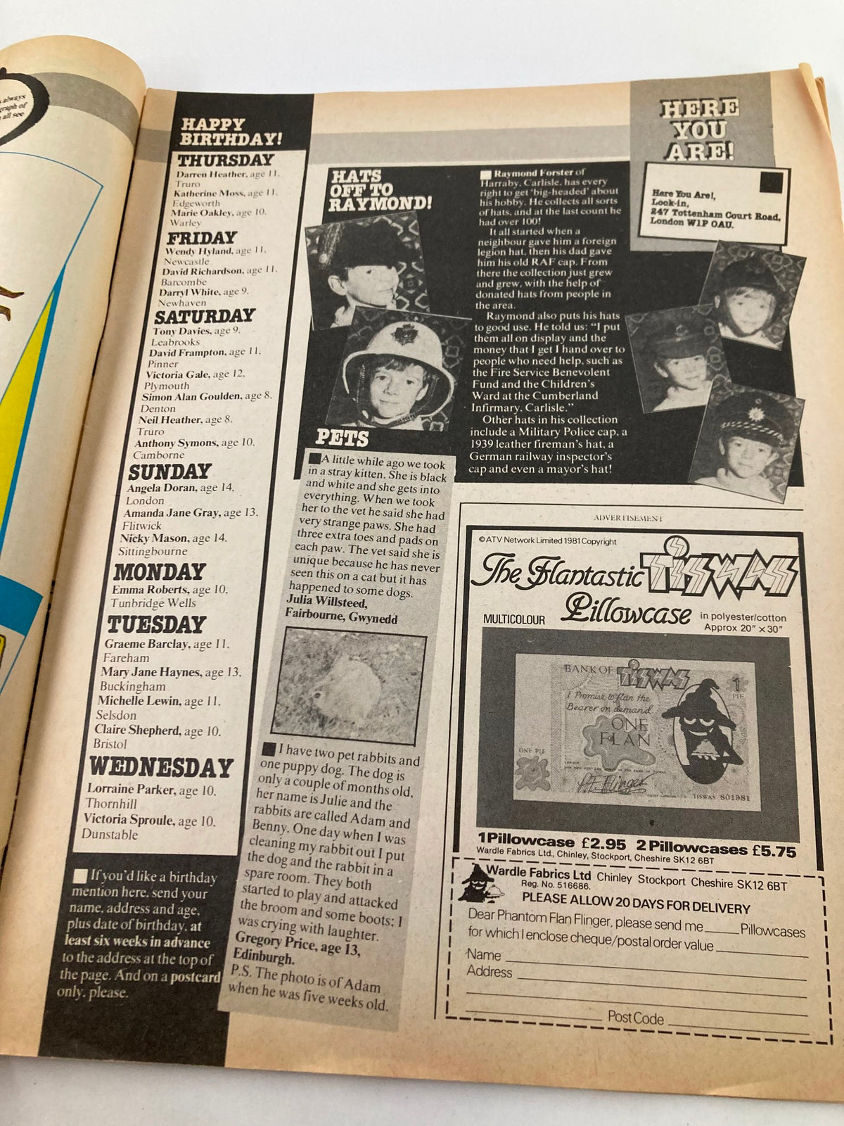Interior page of the VTG Lookin Magazine January 16 1982, Issue #3 showcasing a birthday section and articles highlighting cultural themes.