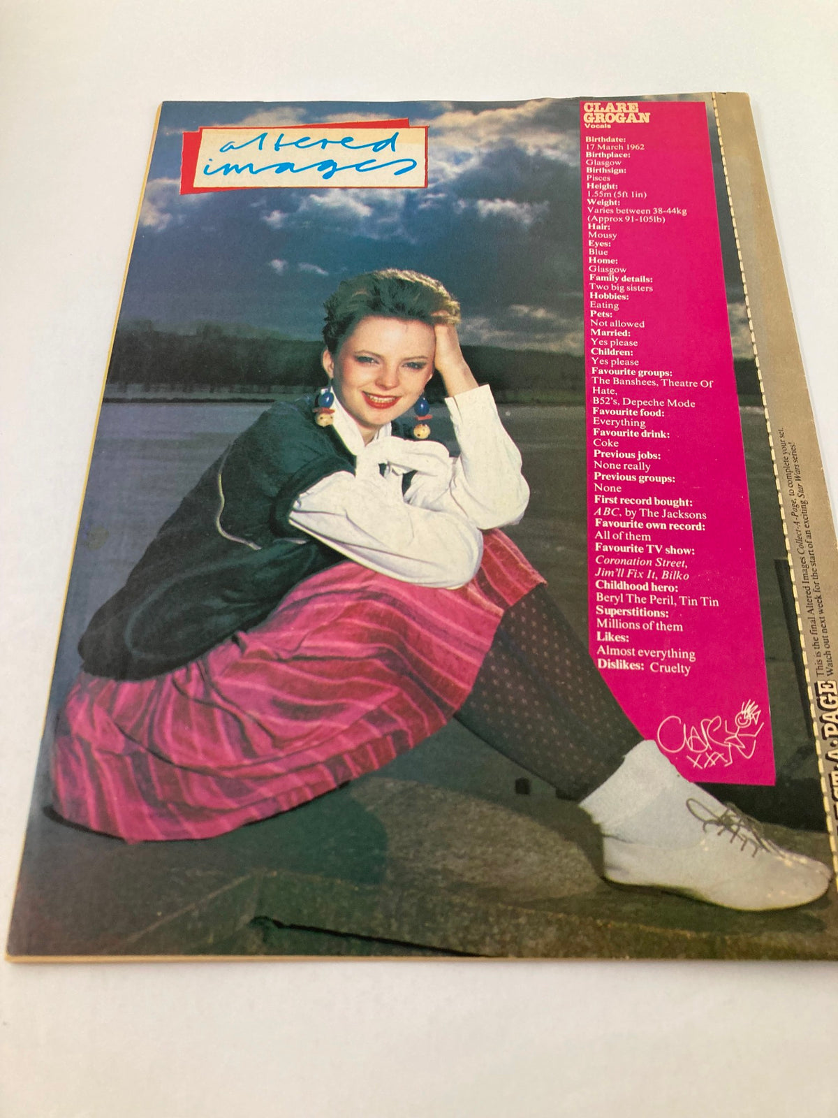 Cover of the VTG Lookin Magazine May 29, 1982, featuring Sheila Chandra from Monsoon. The image showcases a vibrant portrait of a young woman wearing stylish 1980s fashion with a colorful backdrop, highlighting nostalgic trends from the era.