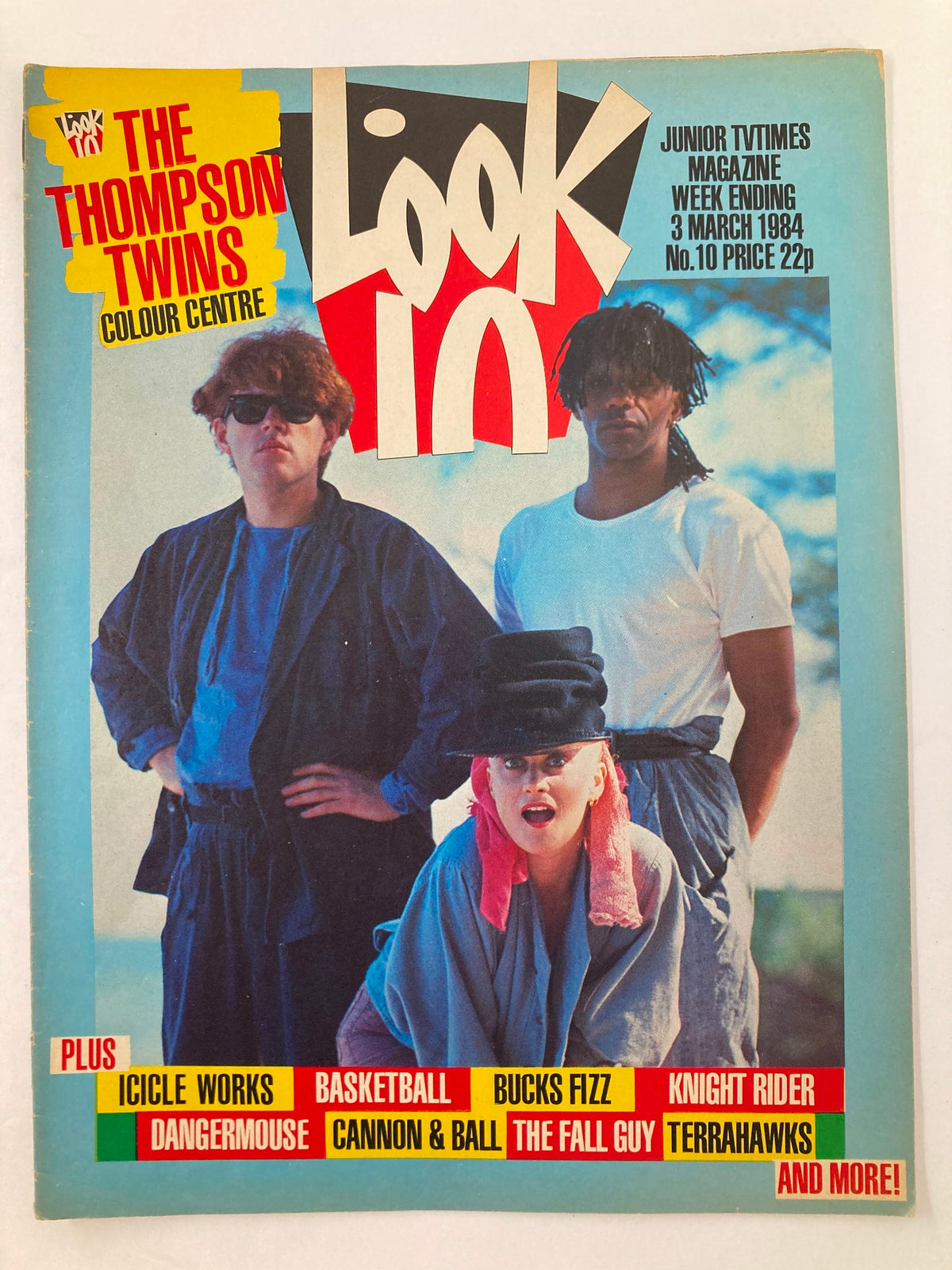 VTG Lookin Magazine March 3 1984 #10 featuring The Thompson Twins on the cover, along with Icicle Works, showcasing an iconic 80s music culture aesthetic with colorful graphics and bold typography.