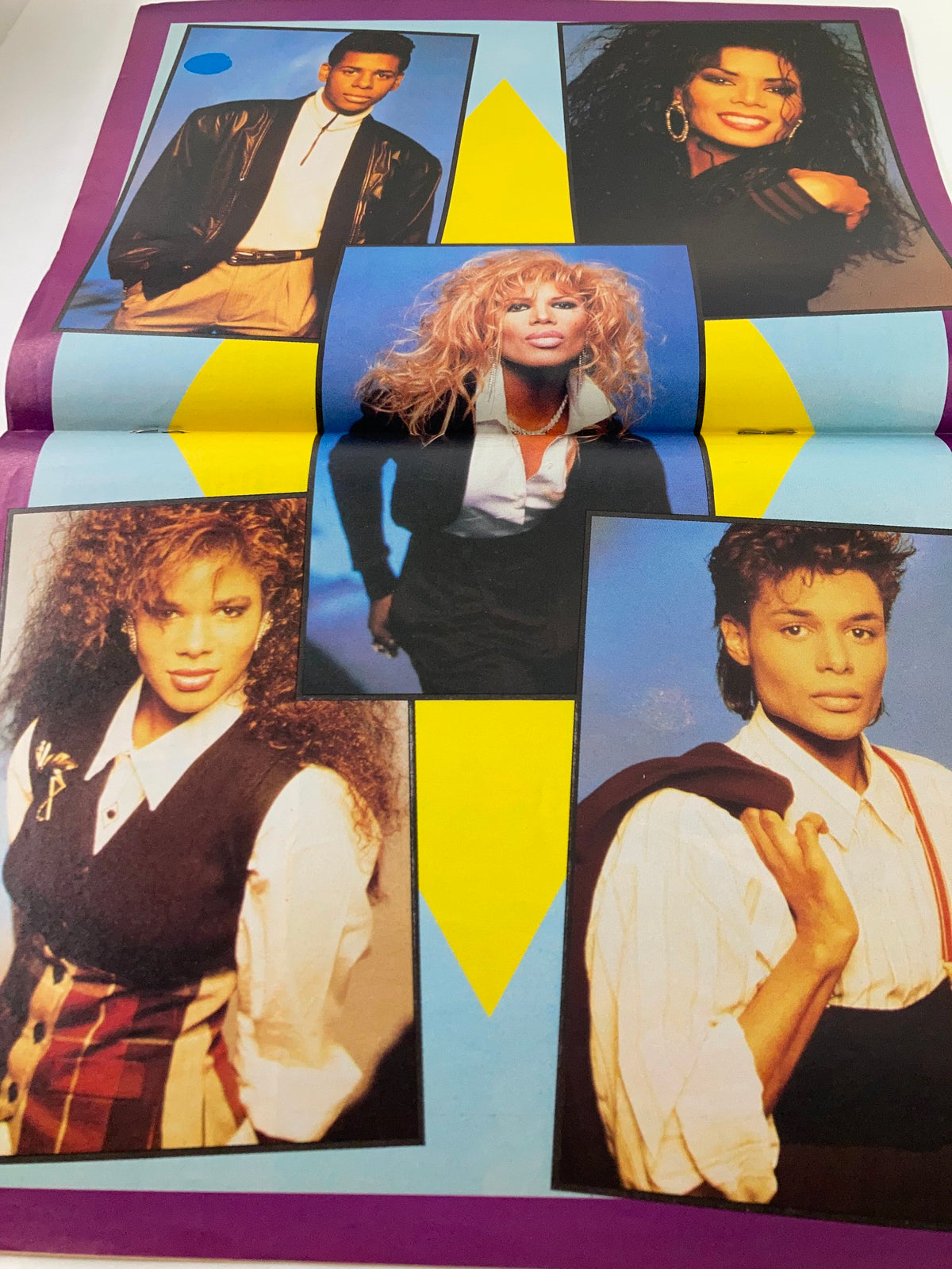 Inside spread of Lookin Magazine 1988 Issue #26, featuring stylish portraits of contemporary celebrities, illustrating the vibrant pop culture of the late 1980s. Perfect for enthusiasts of vintage media.