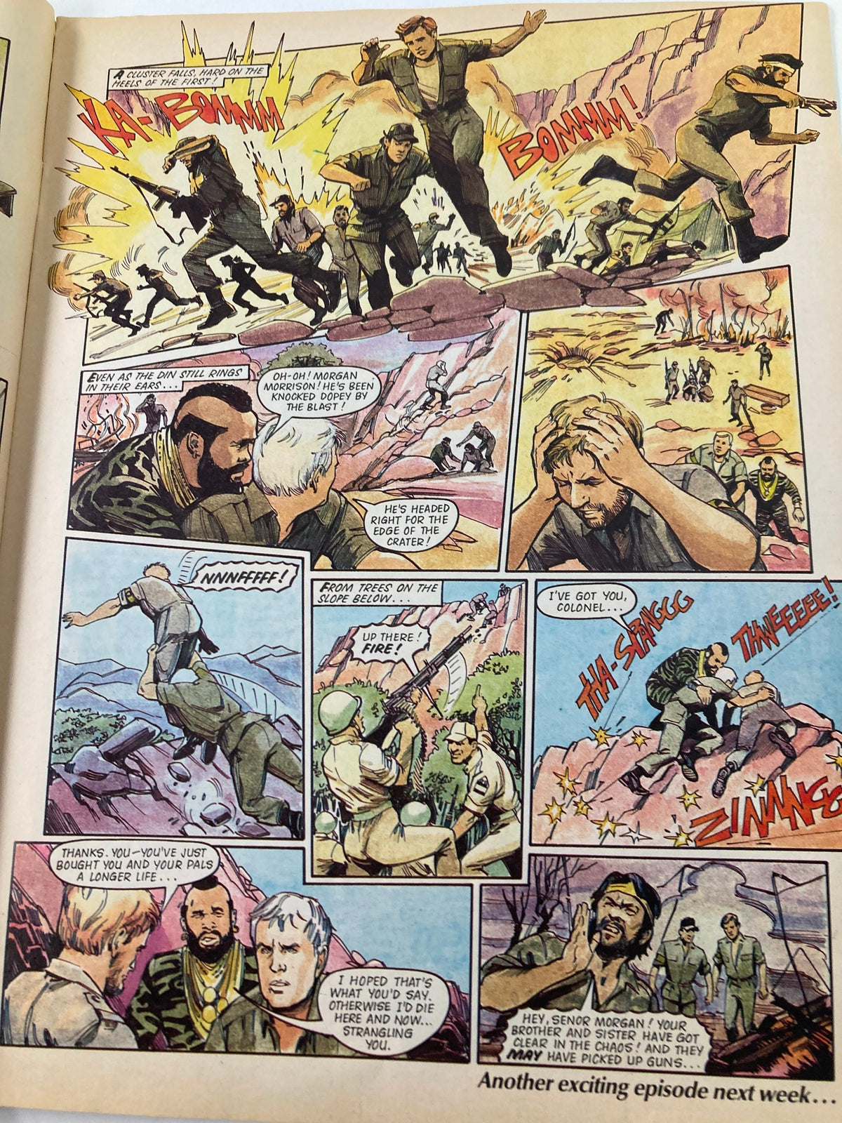 Interior page from Lookin Magazine March 22 1986 #13 showcasing a comic strip featuring action scenes with soldiers, highlighting the vibrant artistic style of the era.