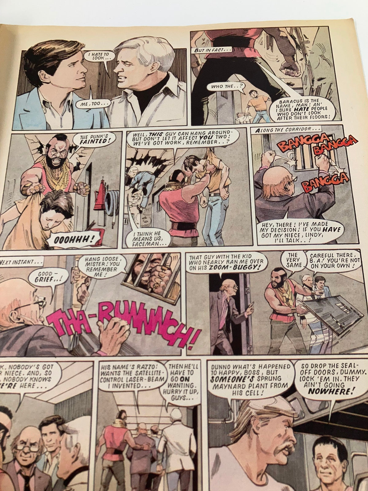 Comic-style interior page from VTG Lookin Magazine July 19 1986 #30, featuring illustrated dialogue and characters, reflective of 1980s entertainment.