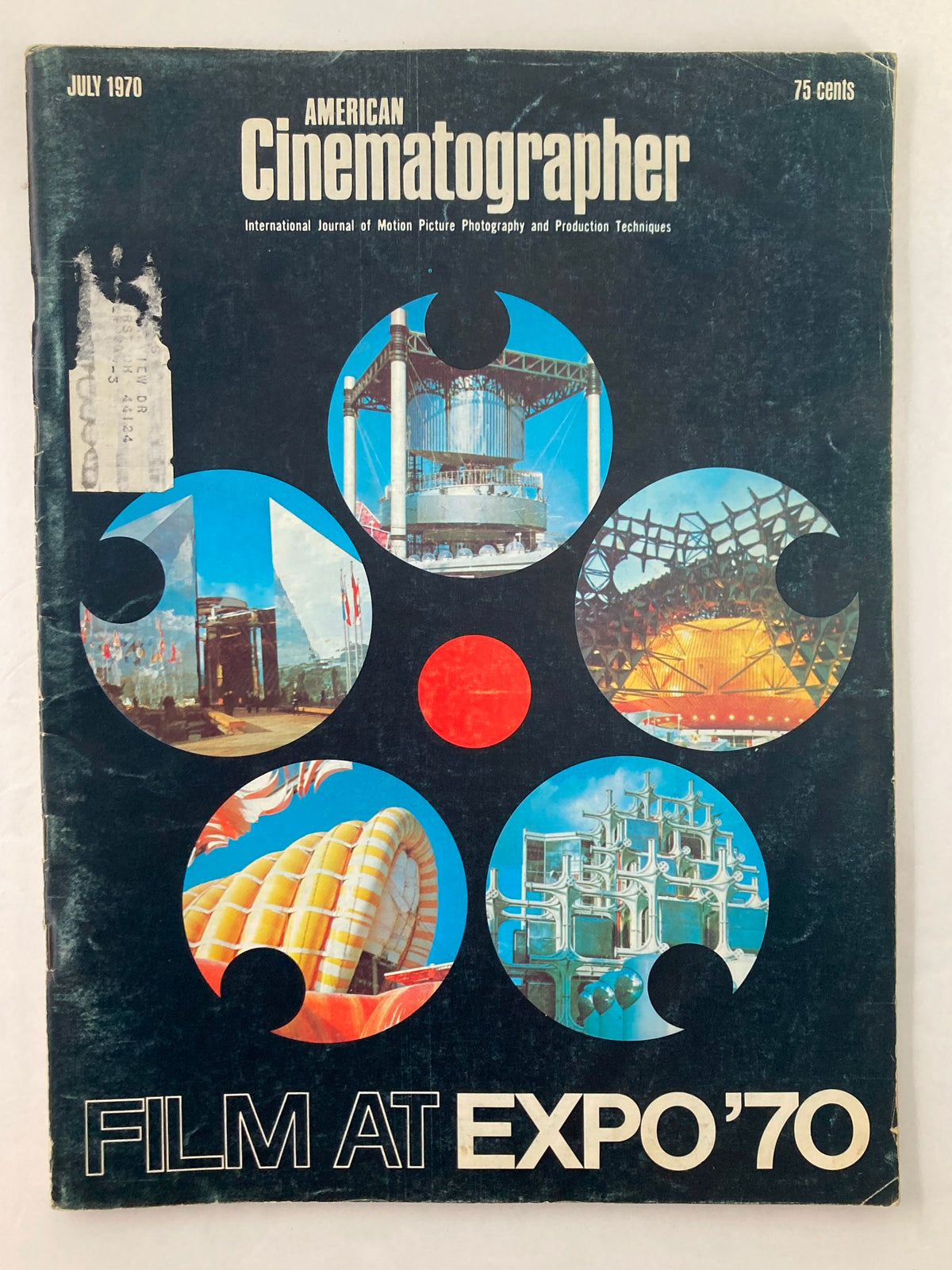 Cover of American Cinematographer Magazine July 1970 featuring 'Film at Expo ’70', showcasing vibrant visuals from the expo.
