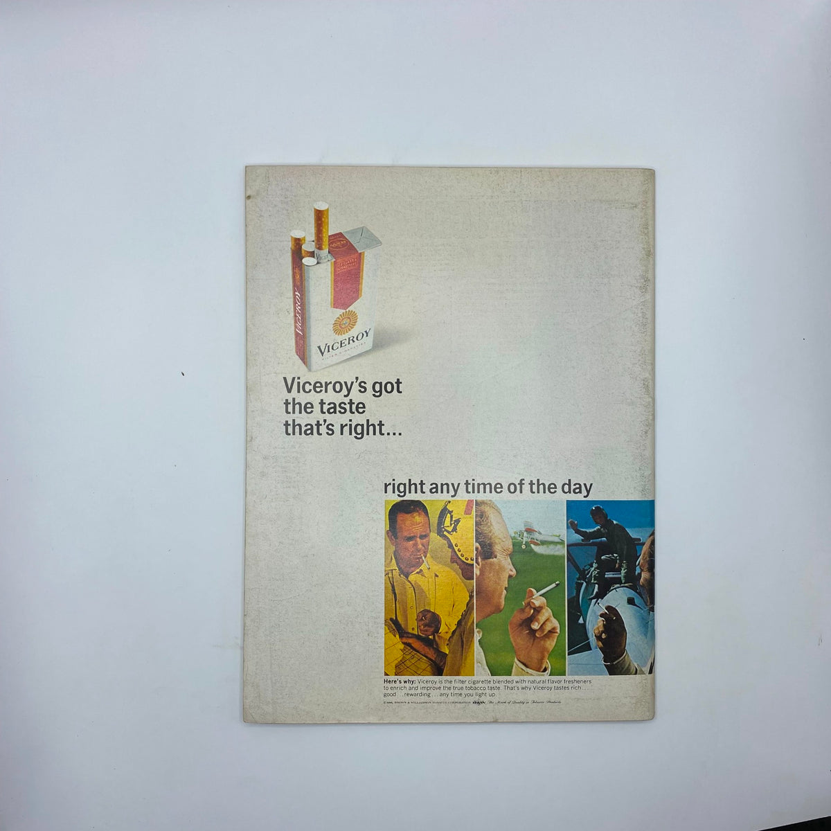 Back cover of VTG Newsweek Magazine January 23 1967 featuring an advertisement for Viceroy cigarettes, reflecting advertising trends of the 1960s.