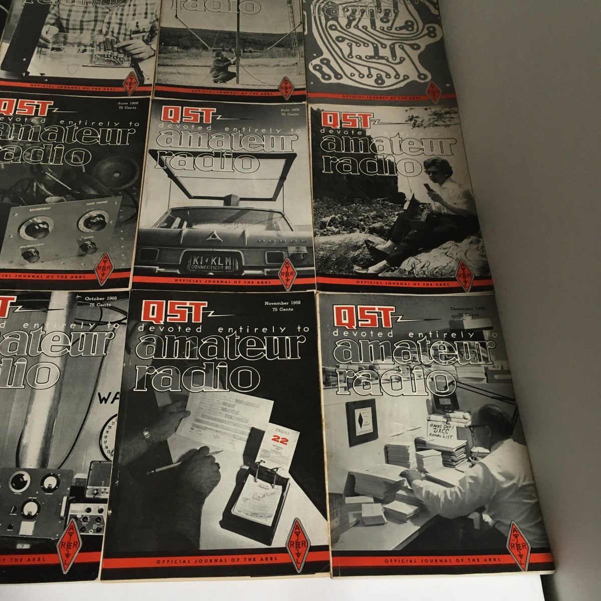 Overview of covers from July to December 1968 QST Amateur Radio magazines, documenting the evolution of amateur radio topics throughout the year.
