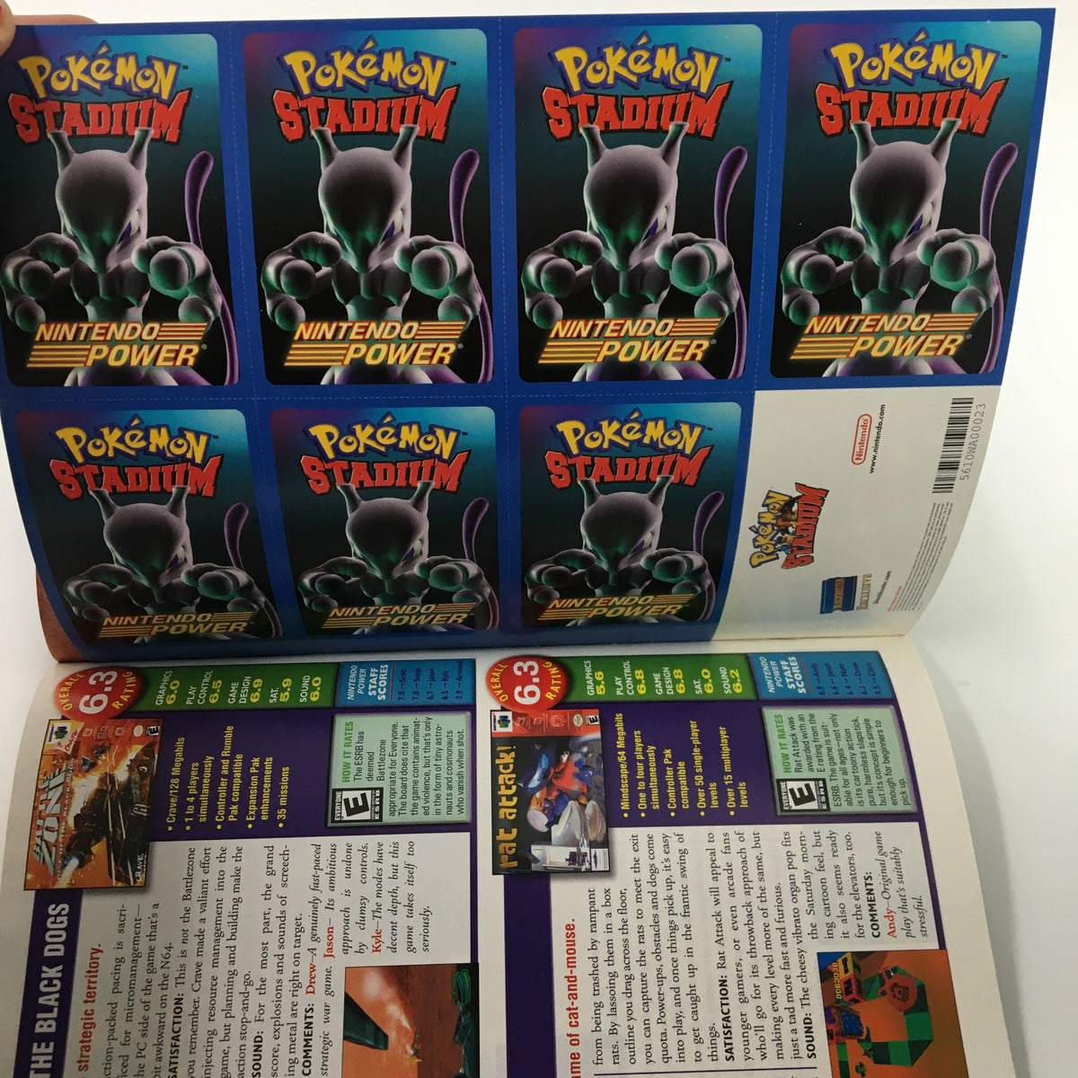 Nintendo Power Magazine #131 April 2000 page displaying Pokémon Stadium collectible cards and gaming details.