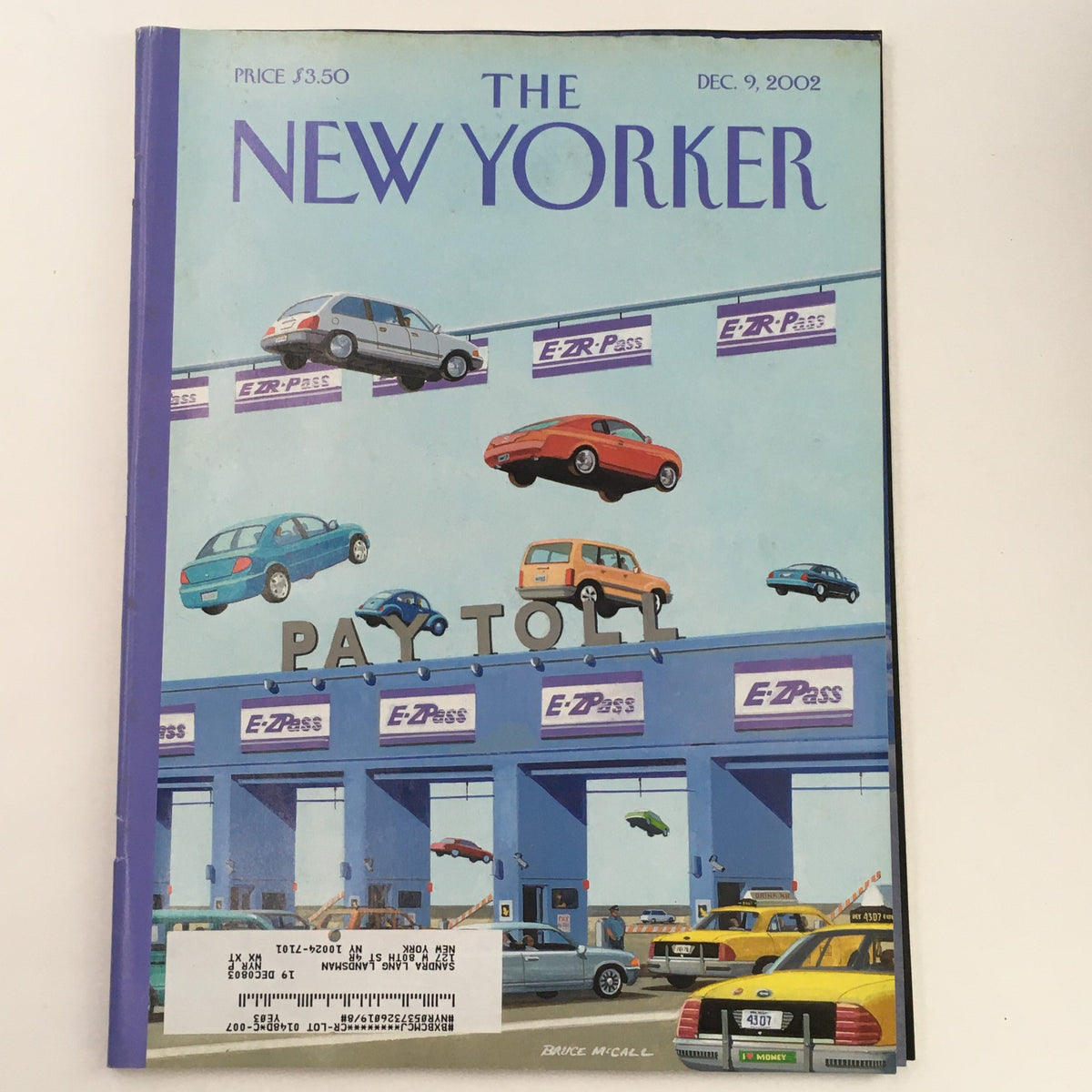 The New Yorker Full Magazine December 9 2002 cover featuring the artwork 'To Grandmother's House' by Bruce McCall, displaying whimsical cars in a toll booth setting.