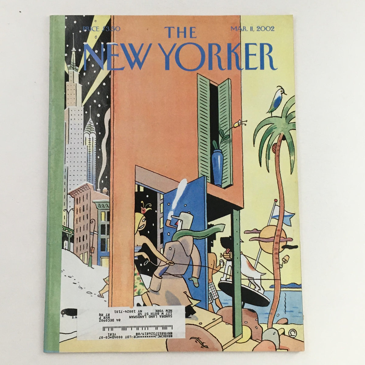 Cover of The New Yorker Full Magazine March 11 2002 featuring Crowe's Right Hand by Ever Meulen, showcasing vibrant illustrations and iconic design.