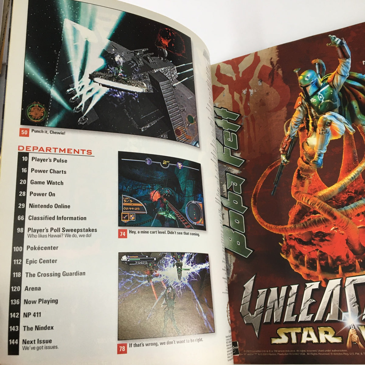 Inside spread of Nintendo Power Magazine Vol 172, showcasing articles, tips, and a poster for Unleashed Star Wars, highlighting gaming features and content.