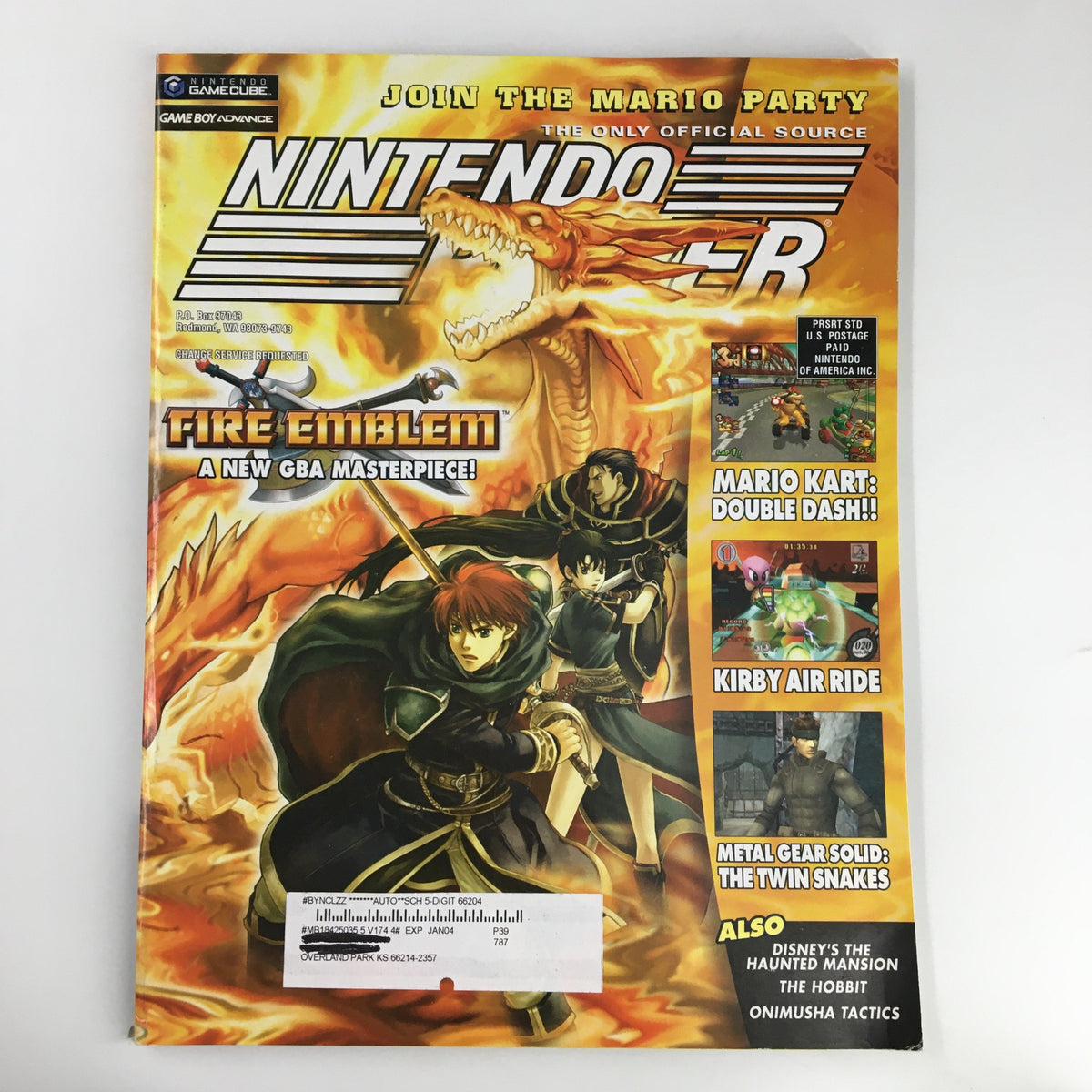 Cover of Nintendo Power Magazine Vol 174 December 2003 featuring Fire Emblem Masterpiece w Poster, showcasing vibrant artwork and characters from Fire Emblem.