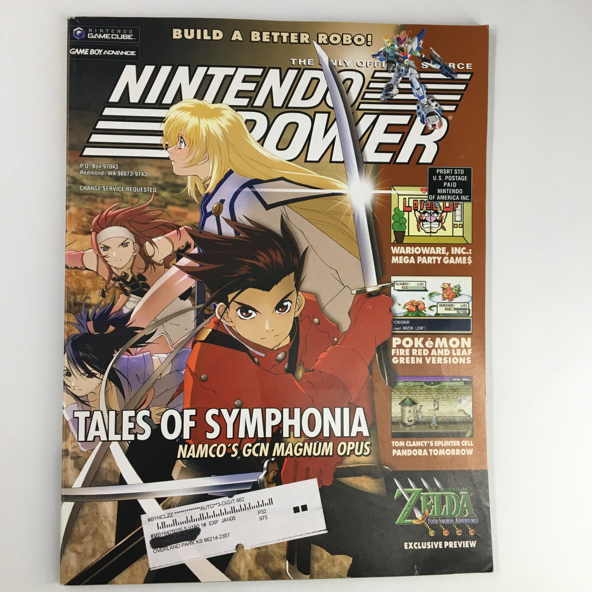 Cover of Nintendo Power Magazine Vol 180 from June 2004 featuring Tales of Symphonia, showcasing iconic characters and vibrant artwork.