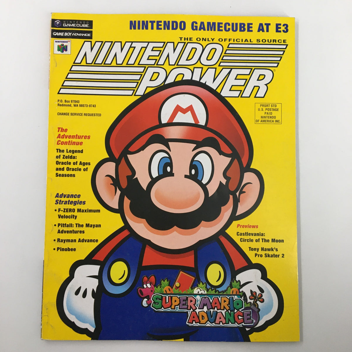 Cover of Nintendo Power Magazine #145 from June 2001, featuring Super Mario Advance and a vibrant illustration of Mario, promoting the magazine as a key resource for gaming enthusiasts.