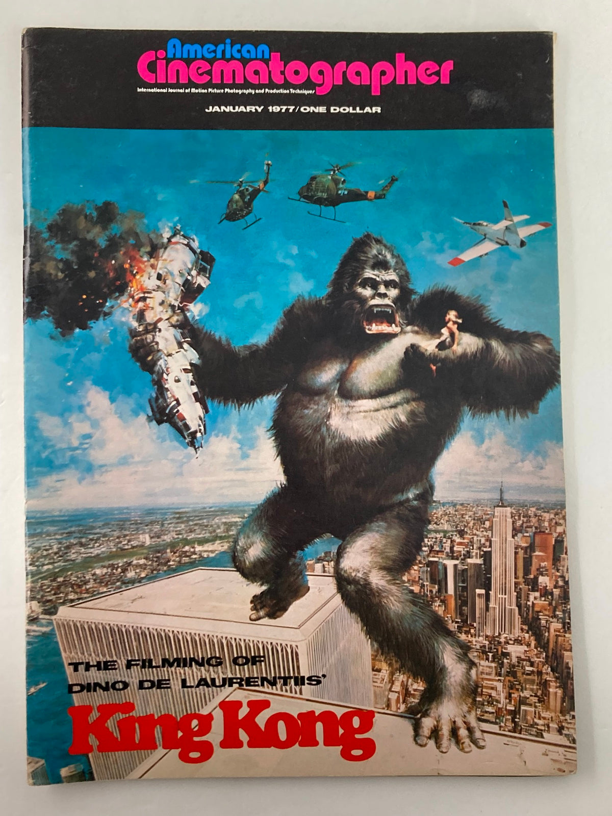 American Cinematographer Magazine, January 1977: Featuring Dino de Laurentiis' King Kong on the cover