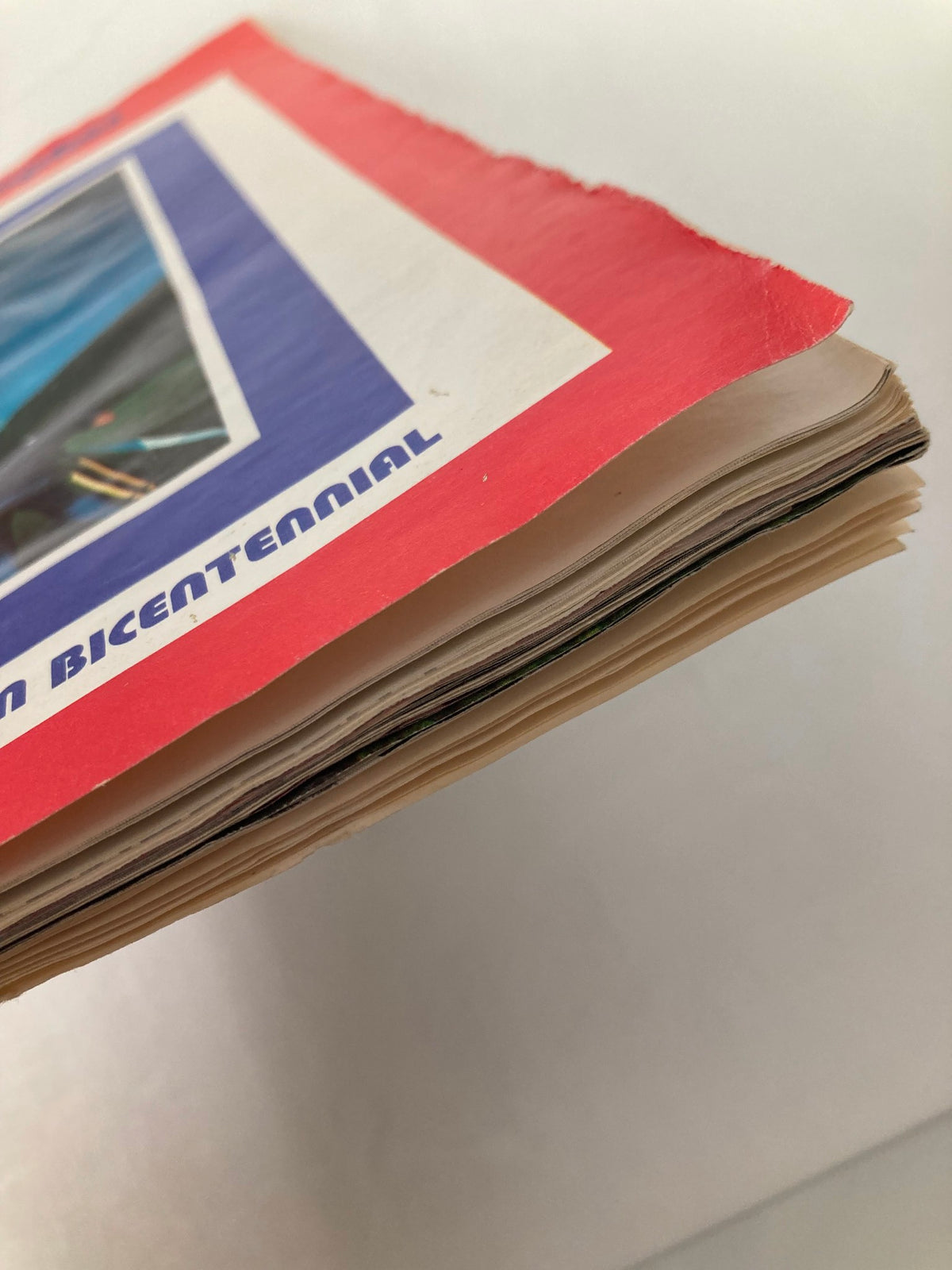 Side view of the American Cinematographer Magazine July 1976 showing the worn edges and vintage condition of this collector's item.