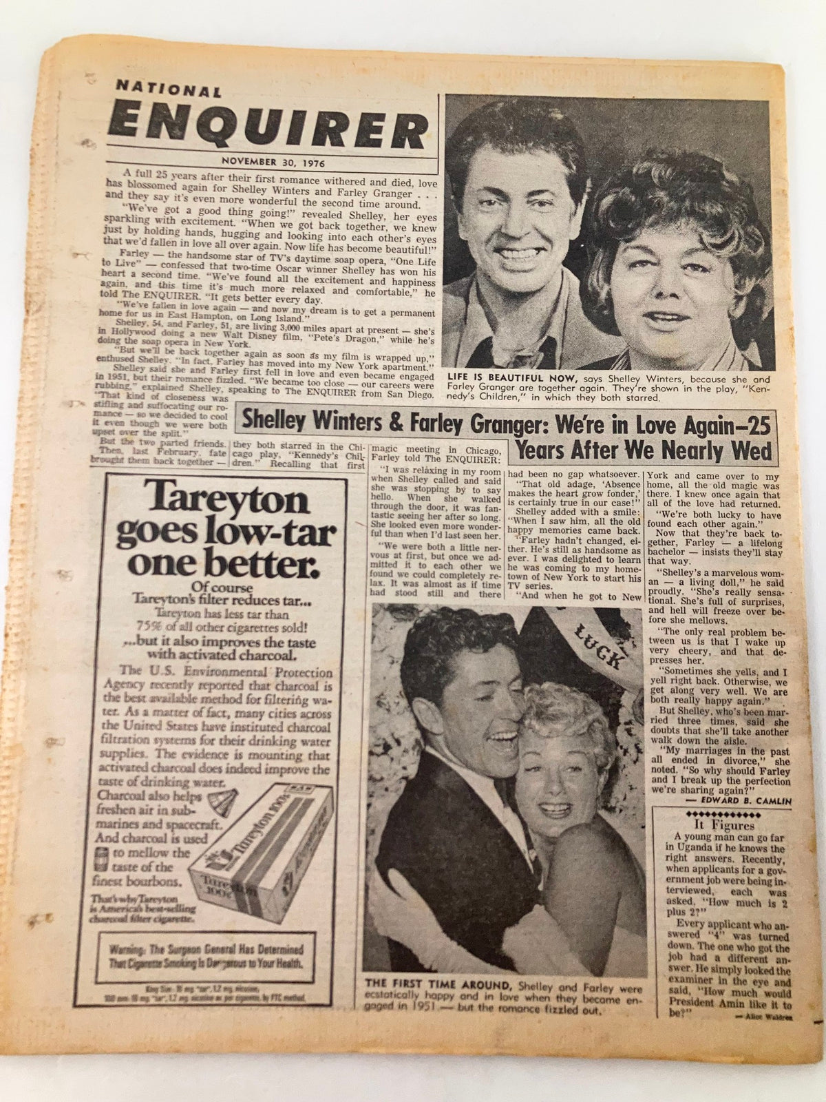 National Enquirer Tabloid November 30, 1976 showcasing Dean Martin and Peggy Crosby, featuring articles on celebrity relationships and entertainment highlights from the 1970s.