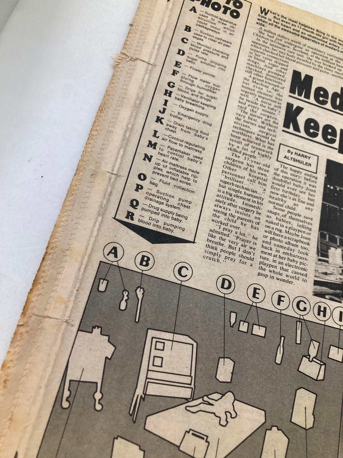 Detail view of the Midnight Globe Tabloid August 23 1977 Vol 24 #10 featuring news layout and illustrations related to James Arness' ex-wife suicide, showcasing newspaper design and vintage print quality.