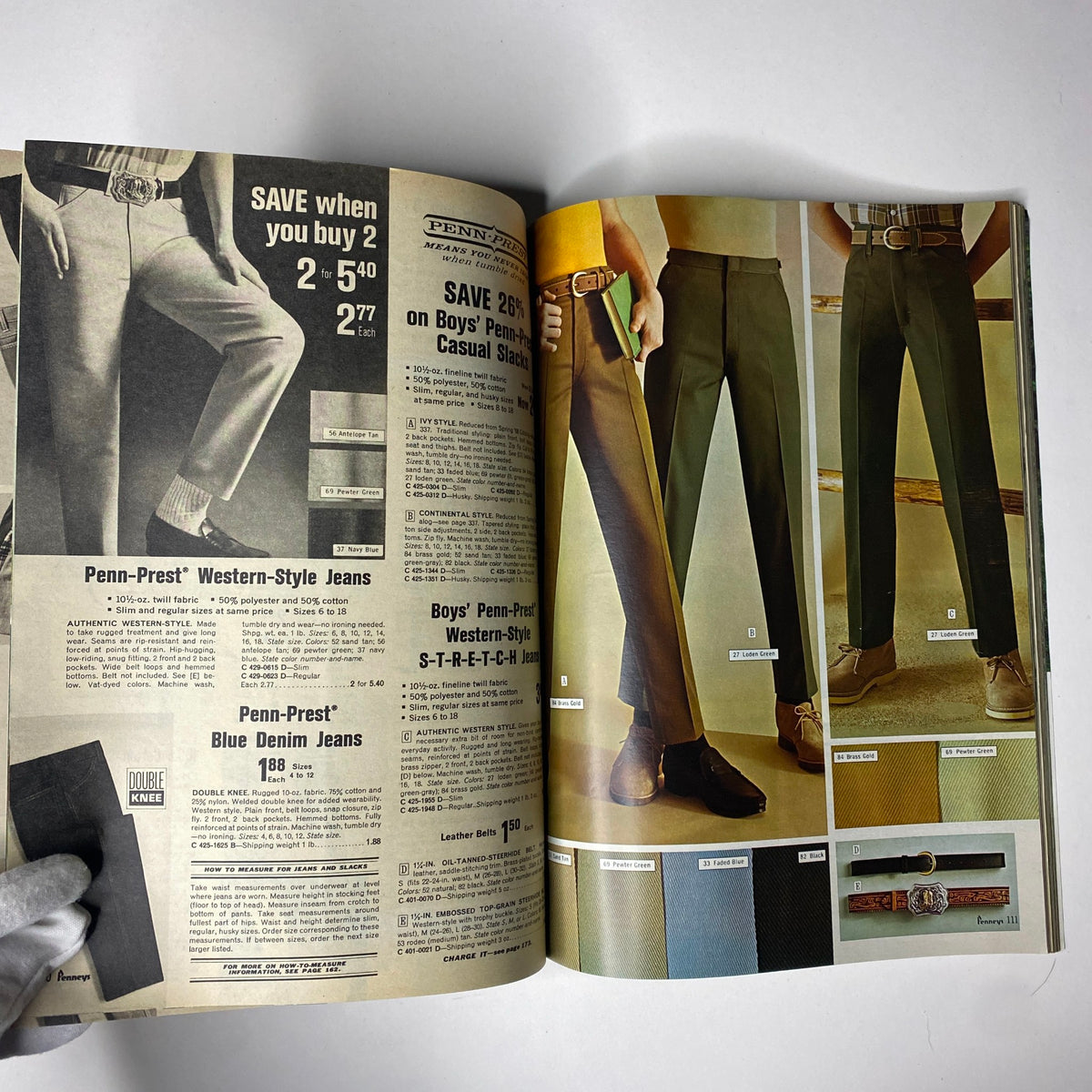 1968 JC Penneys Summer Store Catalog showcasing men's trousers and jeans with pricing details and style descriptions.