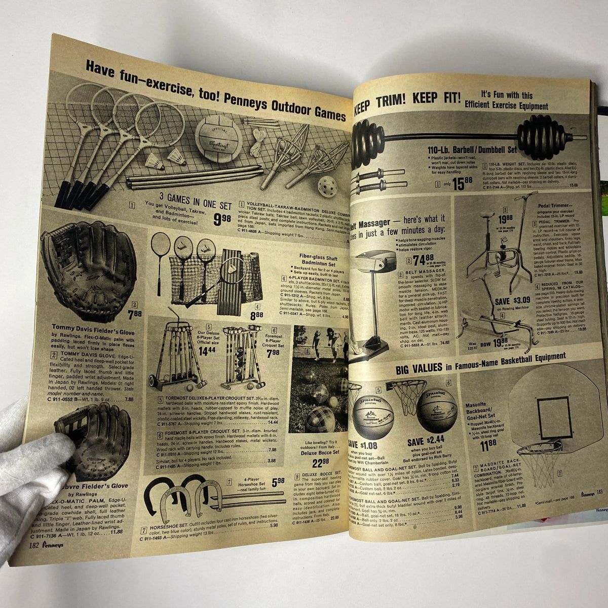 1968 JC Penneys Summer Store Catalog highlighting outdoor games and exercise equipment with product descriptions and pricing.