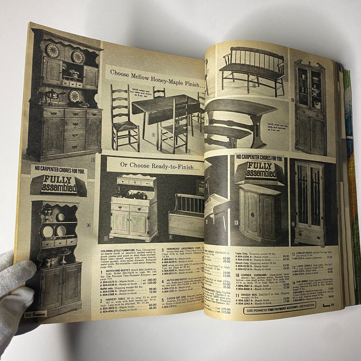 1971 JC Penneys Spring and Summer Store Catalog illustrating furniture options, featuring various fully assembled home furnishings available during the early 1970s.