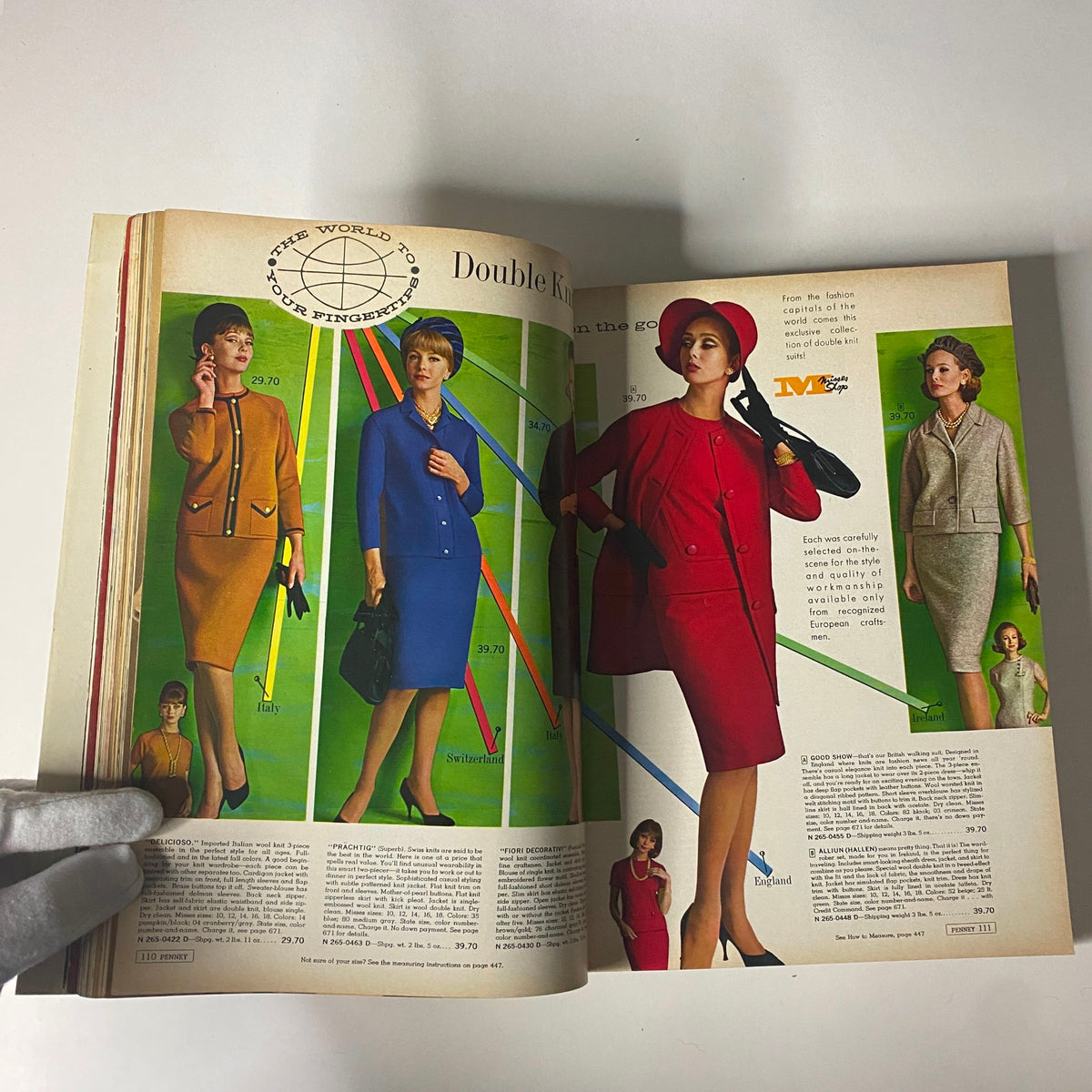 1963 JC Penneys Fall and Winter Store Catalog showcasing vibrant women's suits in autumn colors, highlighting early 1960s fashion trends.