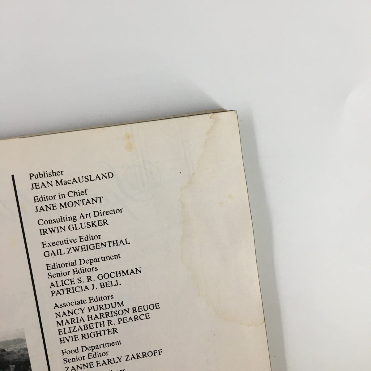 Publisher and editorial information from the VTG Gourmet Magazine June 1983 titled 'Glistening Whites at Bodysgallen Hall' showcasing the magazine's contributors.
