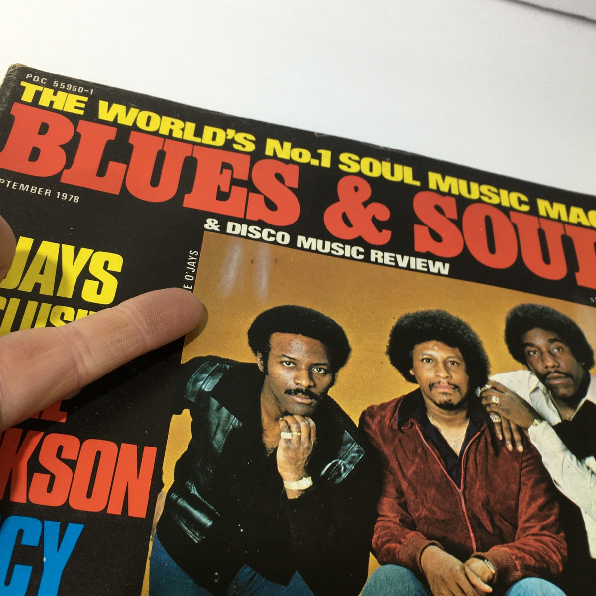 Close-up of the cover of Blues & Soul Magazine from September 1978 highlighting the O'Jays exclusive, along with features on Millie Jackson, Quincy Jones, and more.