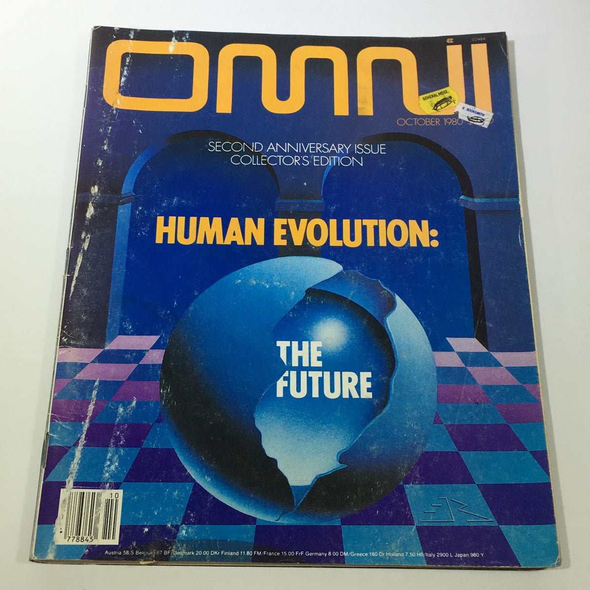Vintage Omni Magazine: October 1980 - Collector's Edition featuring the cover titled 'Human Evolution: The Future'. The design includes a globe and striking graphics marking the magazine's second anniversary.