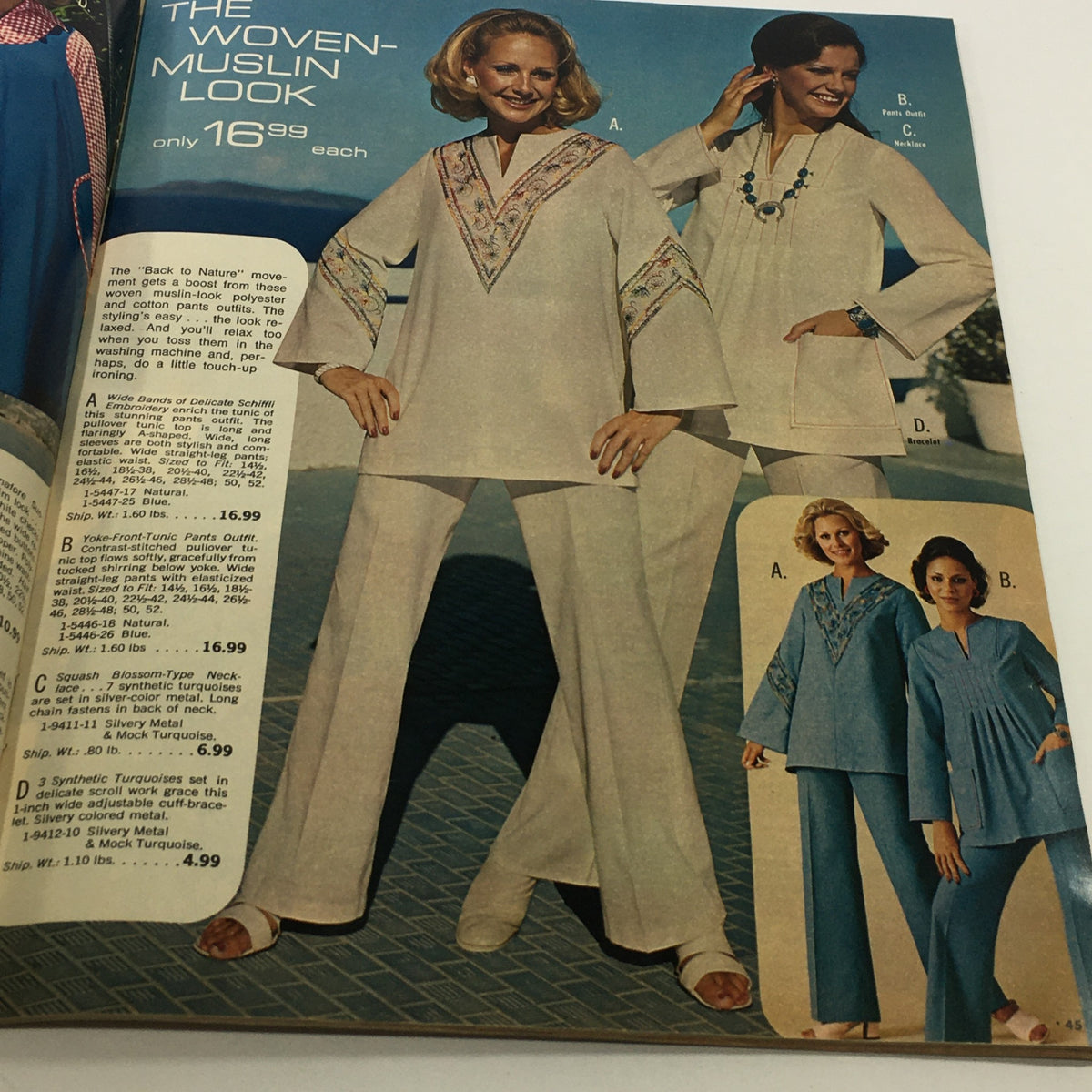 Fashion page from the VTG Roaman's Catalog: Spring Summer 1976, displaying outfits styled for women in large sizes with elegant options.