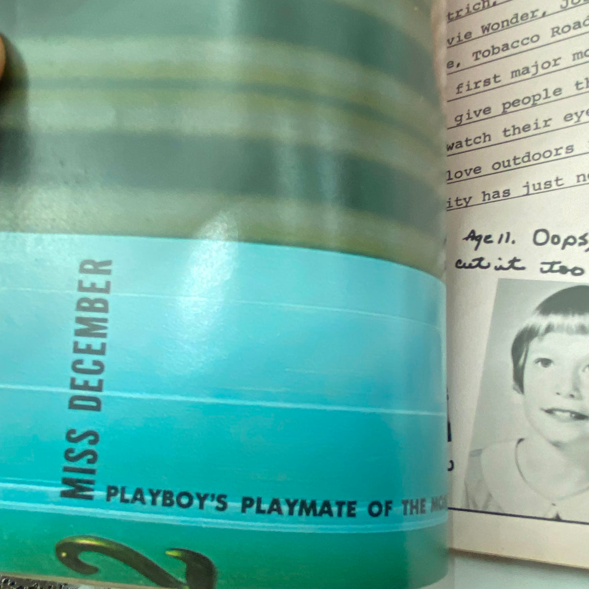 Interior of Playboy Magazine December 1977 highlighting page for 'Miss December' and showcasing features on Playboy's Playmate of the Month Ashley Cox.