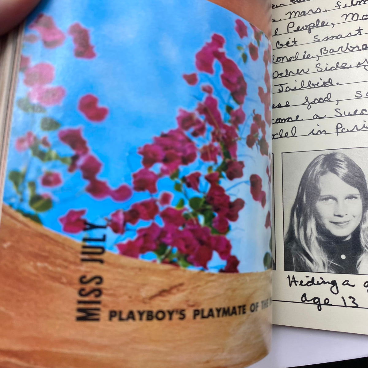 Page from Playboy Magazine July 1980 featuring flowers and the title 'Miss July - Playboy's Playmate of the Month,' highlighting the vintage aesthetic.