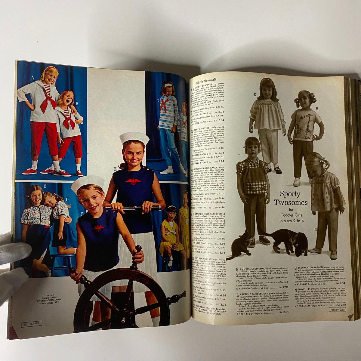 1965 JC Penneys Spring and Summer Store Catalog page featuring sporty outfits for young girls, emphasizing playful mid-1960s American children's fashion.