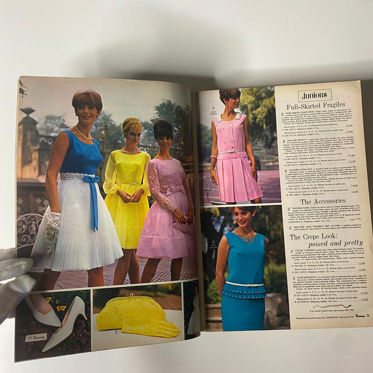 1966 Penneys, J.C. Penney Co. Inc. Spring and Summer Store Catalog showcasing youthful dresses in vibrant colors including blue, yellow, and pink.