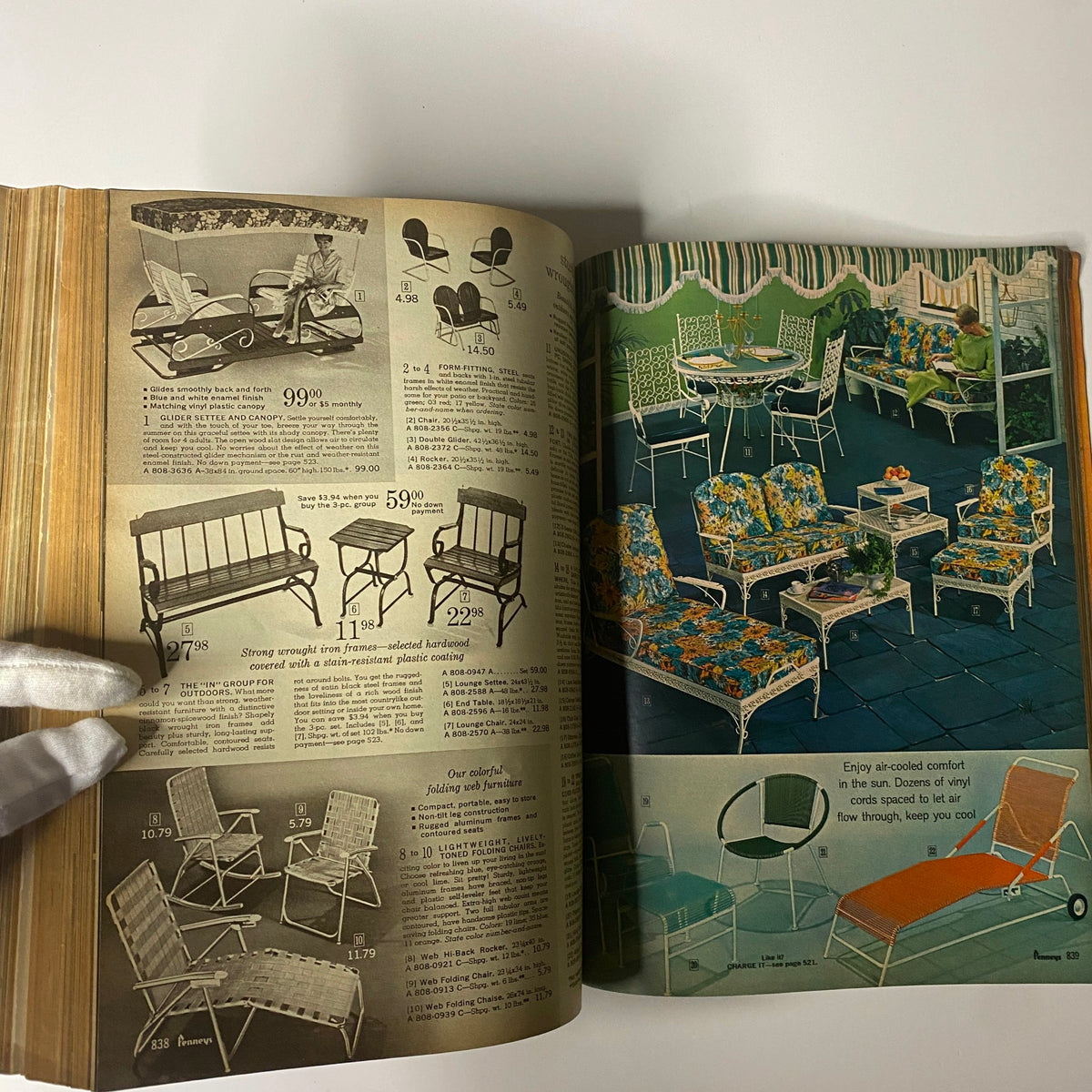 1966 Penneys, J.C. Penney Co. Inc. Spring and Summer Store Catalog featuring outdoor furniture including colorful reclining chairs and a dining set, showcasing mid-century design trends.