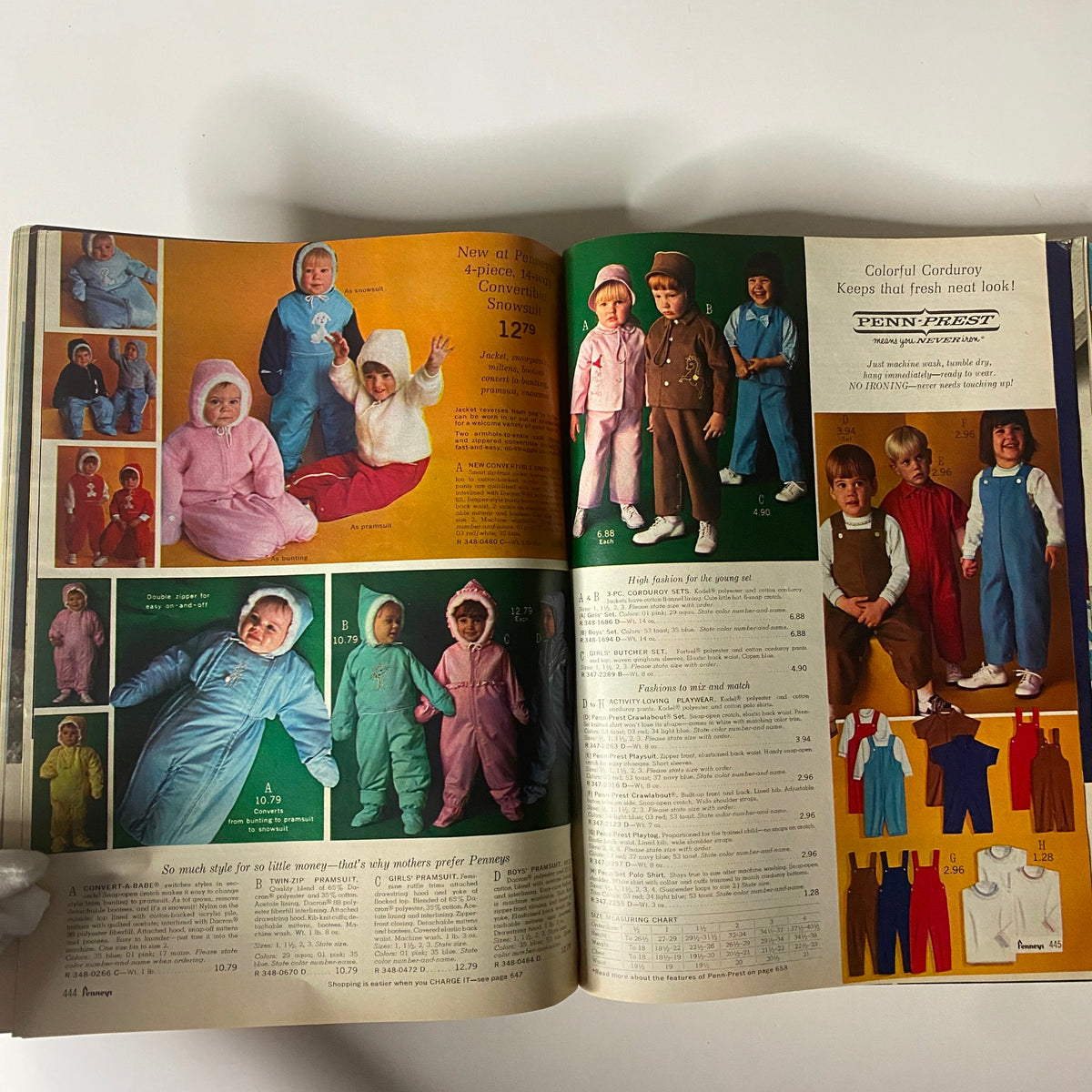 1966 JC Penneys Fall and Winter Store Catalog highlighting children's fashion with colorful snowsuits and outfits designed for outdoor play.