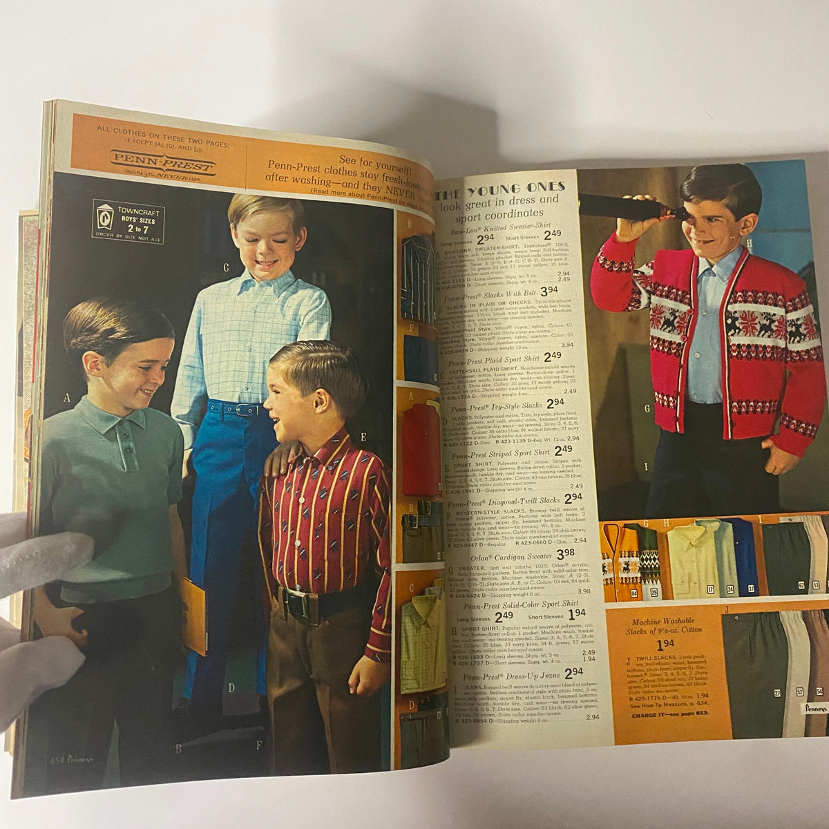 1967 JC Penneys Fall and Winter Store Catalog showcasing young boys in stylish clothing, featuring vibrant colors and playful expressions. Highlights include Penn-Prst clothing and various fashion options for children.