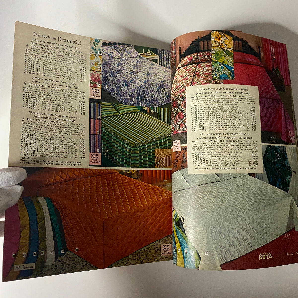 1967 JC Penneys Spring and Summer Store Catalog featuring a vibrant collection of colorful bedspreads and bedding options with detailed pricing.