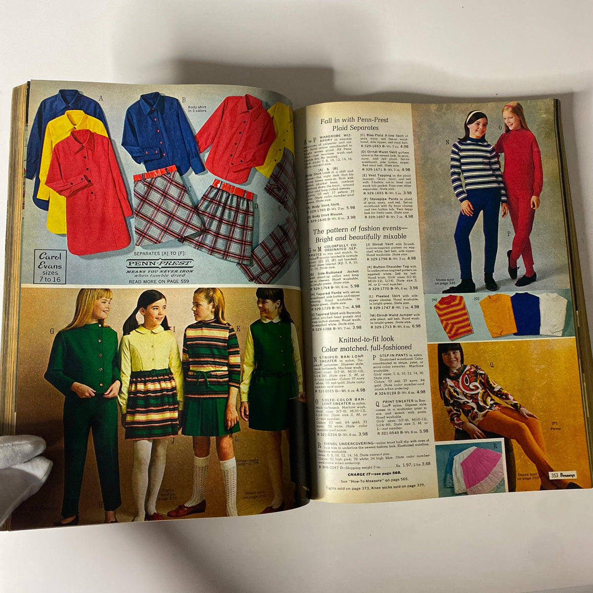 1968 JC Penney's Fall and Winter Store Catalog displaying plaid separates for children and teenagers, highlighting vibrant fashions suitable for fall, illustrating mix-and-match clothing options.