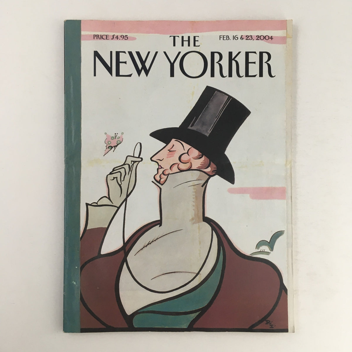 The New Yorker Full Magazine February 16 2004 featuring an illustrated cover by Rea Irvin, showcasing a dapper man in a top hat.