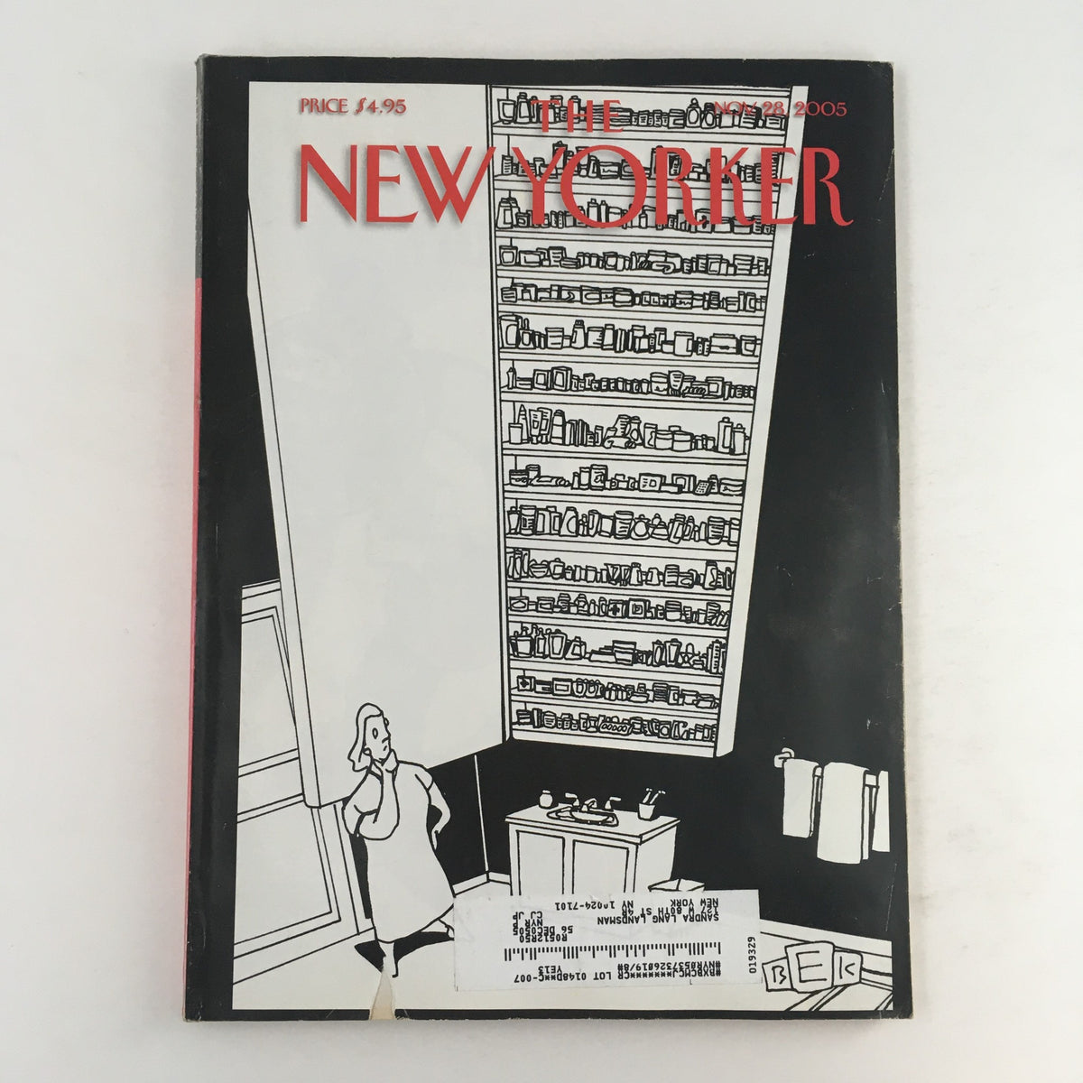 Cover of The New Yorker Magazine, November 28, 2005, featuring tema 'Americans at Work' with an illustration by Bruce Eric Kaplan.