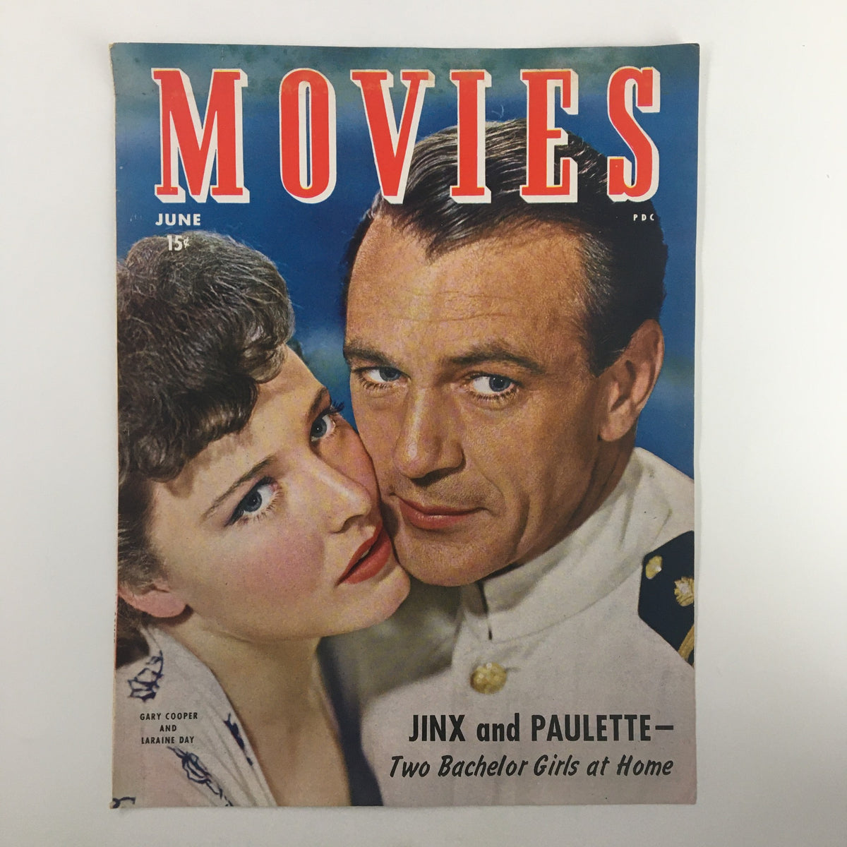COVER ONLY Movies Magazine June 1944 showcasing Gary Cooper and Laraine Day, an iconic representation of classic cinema.