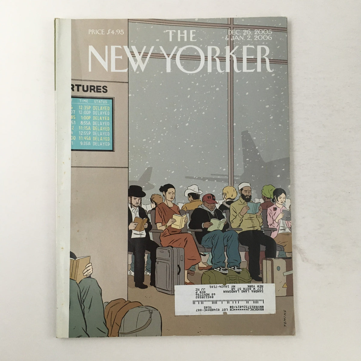 The New Yorker Full Magazine December 26 2005 cover featuring an illustration of diverse travelers in an airport setting, showcasing Adrian Tomine's artwork.