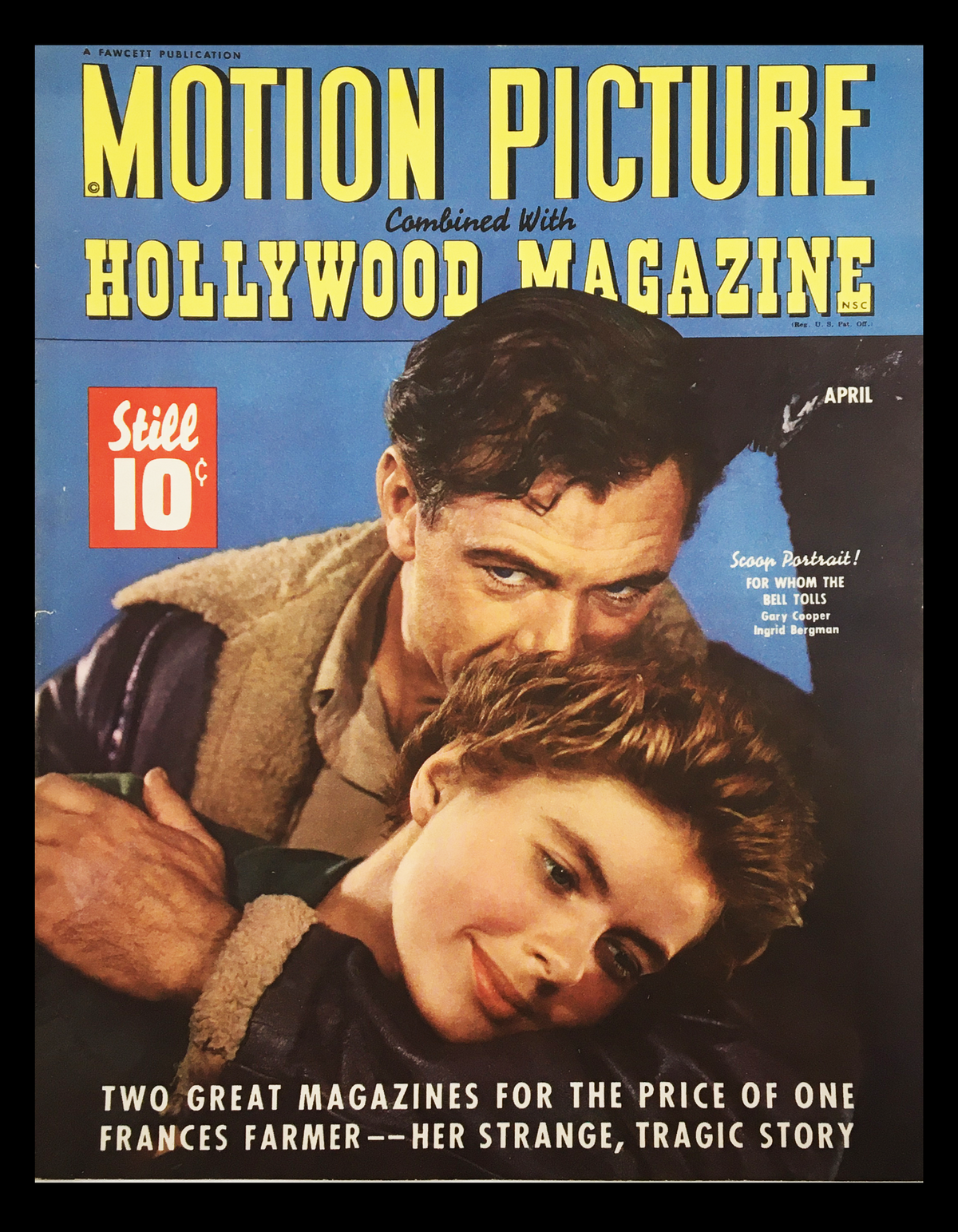 COVER ONLY Motion Picture Hollywood Magazine April 1943 featuring Gary Cooper on the cover, showcasing classic Hollywood style and design.